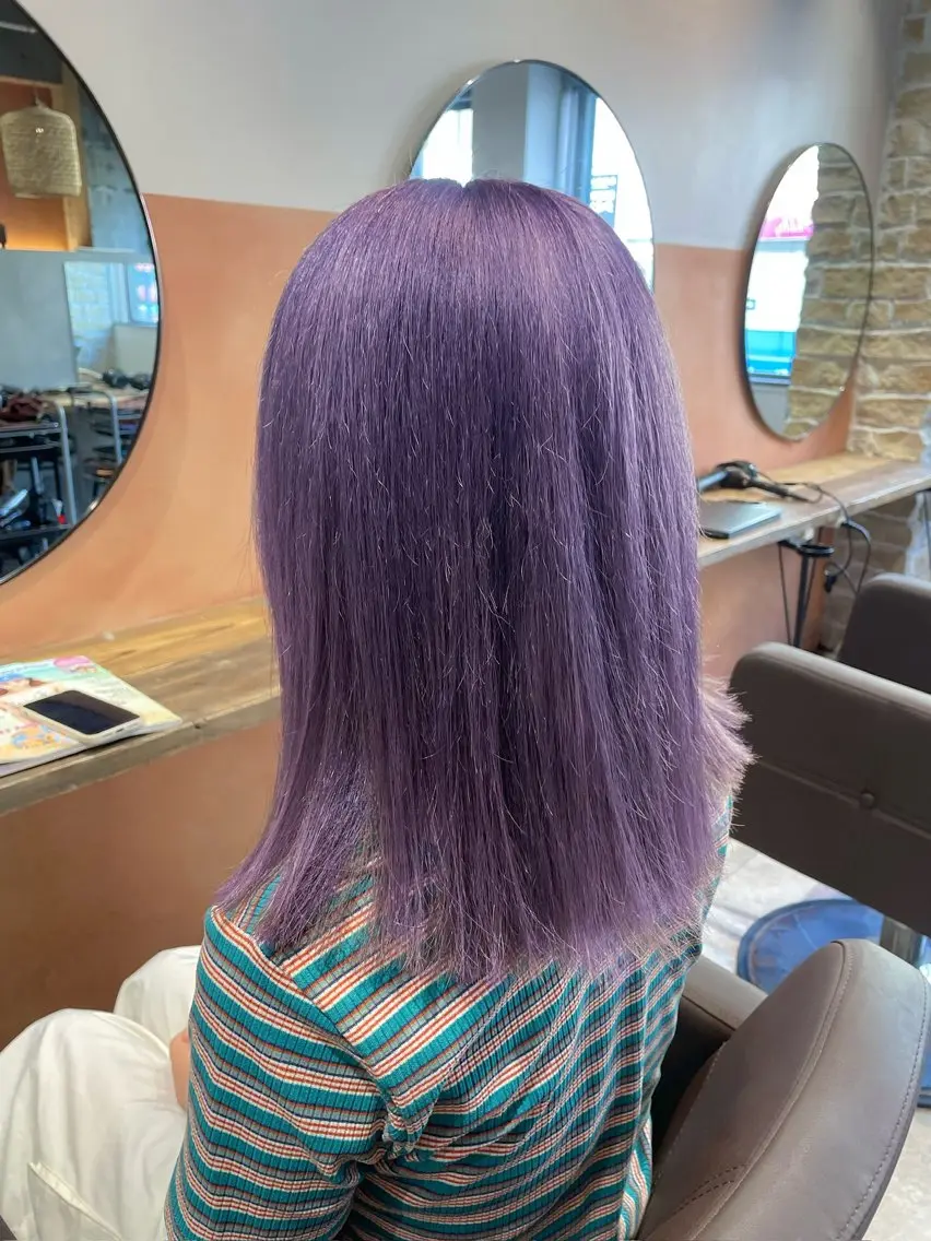 セミロング カラー ラベンダーカラー ヘアカラー トリートメント 👾TAMURA MAAYA👾のヘアスタイル