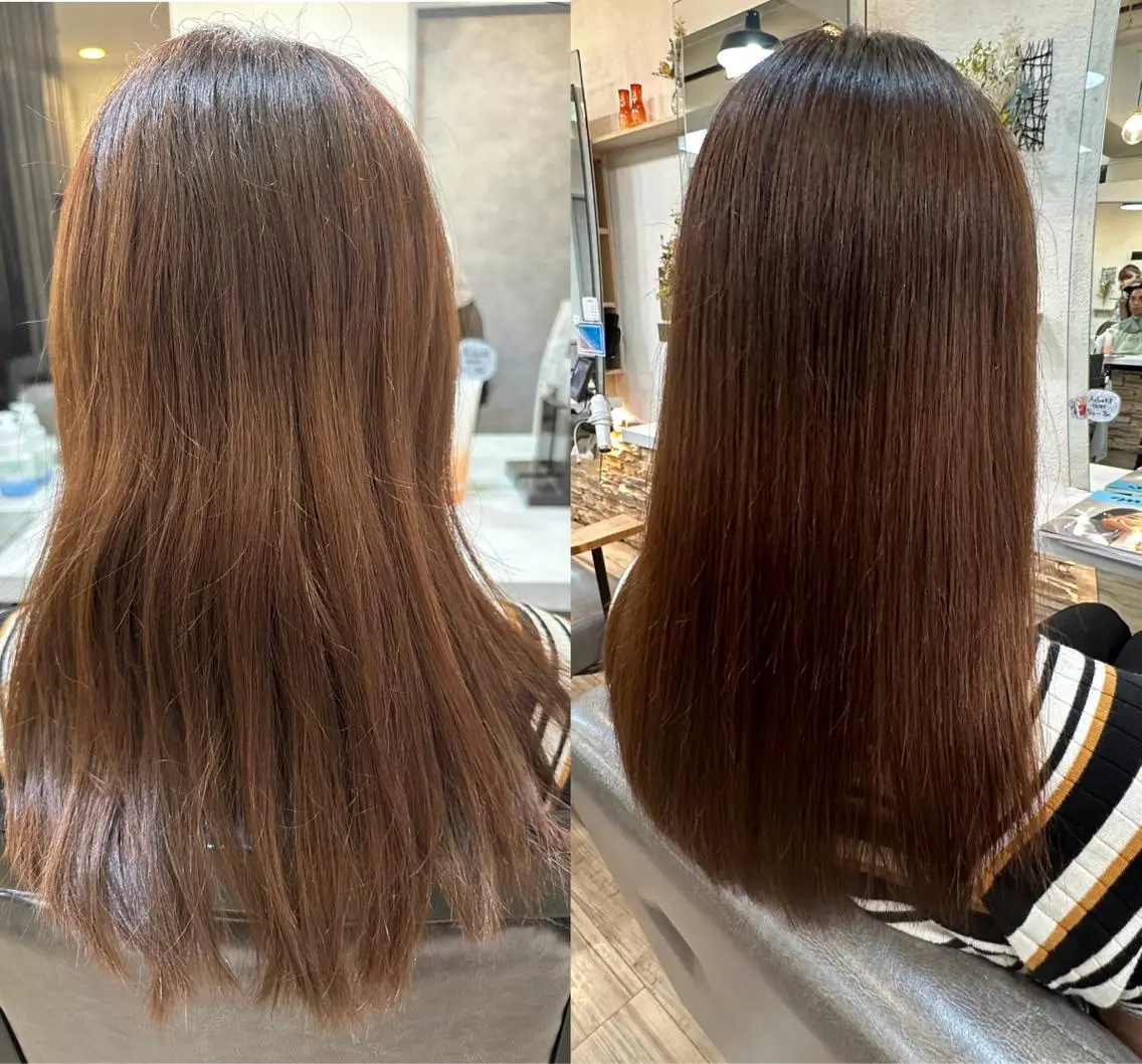 セミロング 顔周りカット 似合わせカット 縮毛矯正 カット 縮毛矯正 sato ayaka |透明感カラー🫧のヘアスタイル