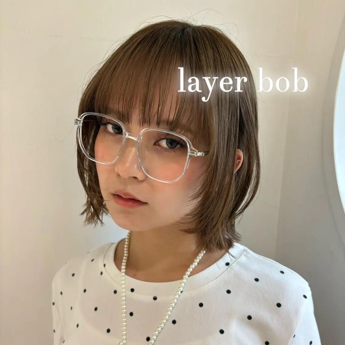 ミディアム ボブ 顔まわりレイヤー レイヤーカット カット 🌿ボブ/美髪矯正/ 透明感カラー/ルキのヘアスタイル