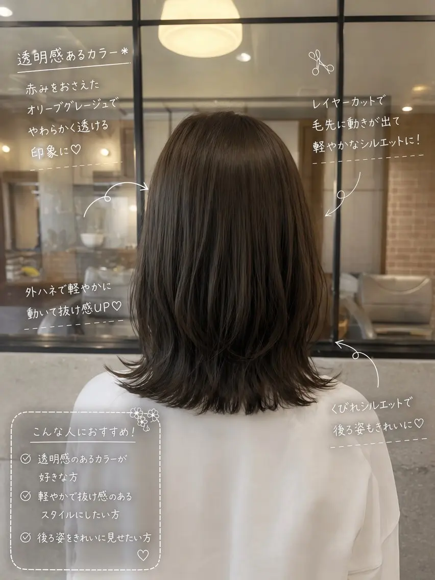 ミディアム カラー ミディアムレイヤー レイヤーカット カット ヘアカラー トリートメント 全店売上No.1🏆 ✨深江裕稀のヘアスタイル