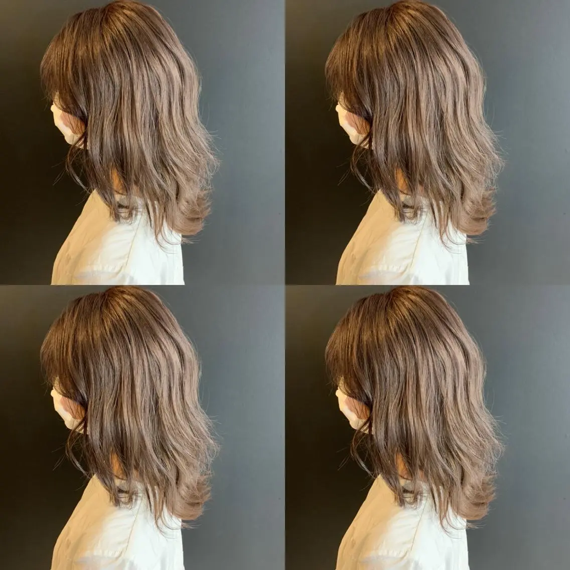 ミディアム カラー グレージュ ミルクティーグレージュ ✨レイヤー/髪質改善 /縮毛矯正✨ナカムラのヘアスタイル
