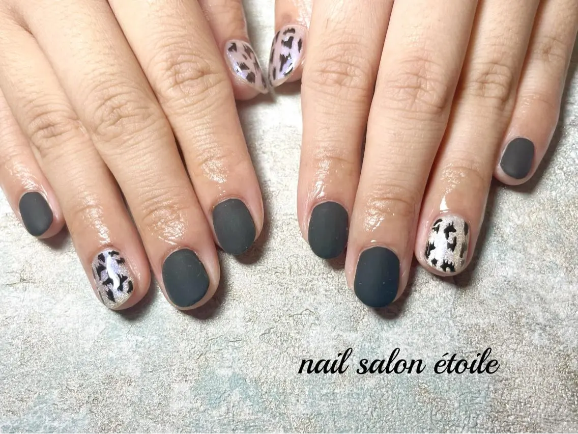 ネイル アニマル柄 アートネイル マグネットネイル マットネイル ハンドネイル nail salon étoileのネイルデザイン