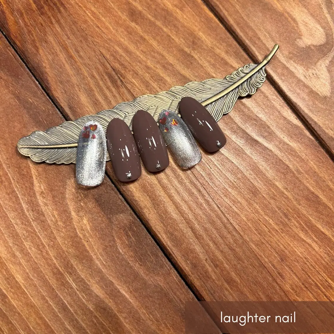 ネイル アートネイル ジェルネイル ハート マグネットネイル バレンタイン ハンドネイル laughter nailのネイルデザイン