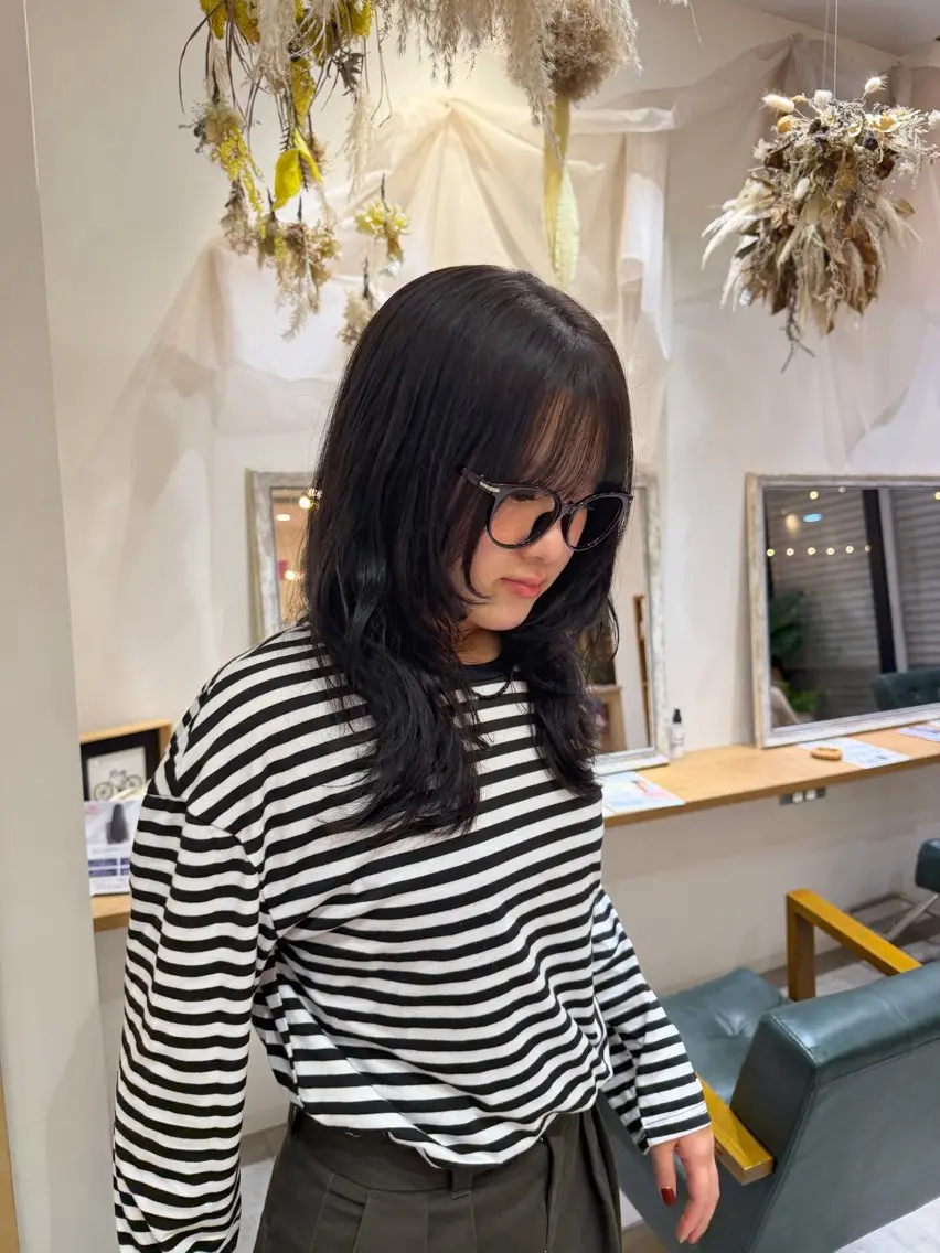 カラー 黒髪 ヘアカラー 森 向日葵のヘアスタイル