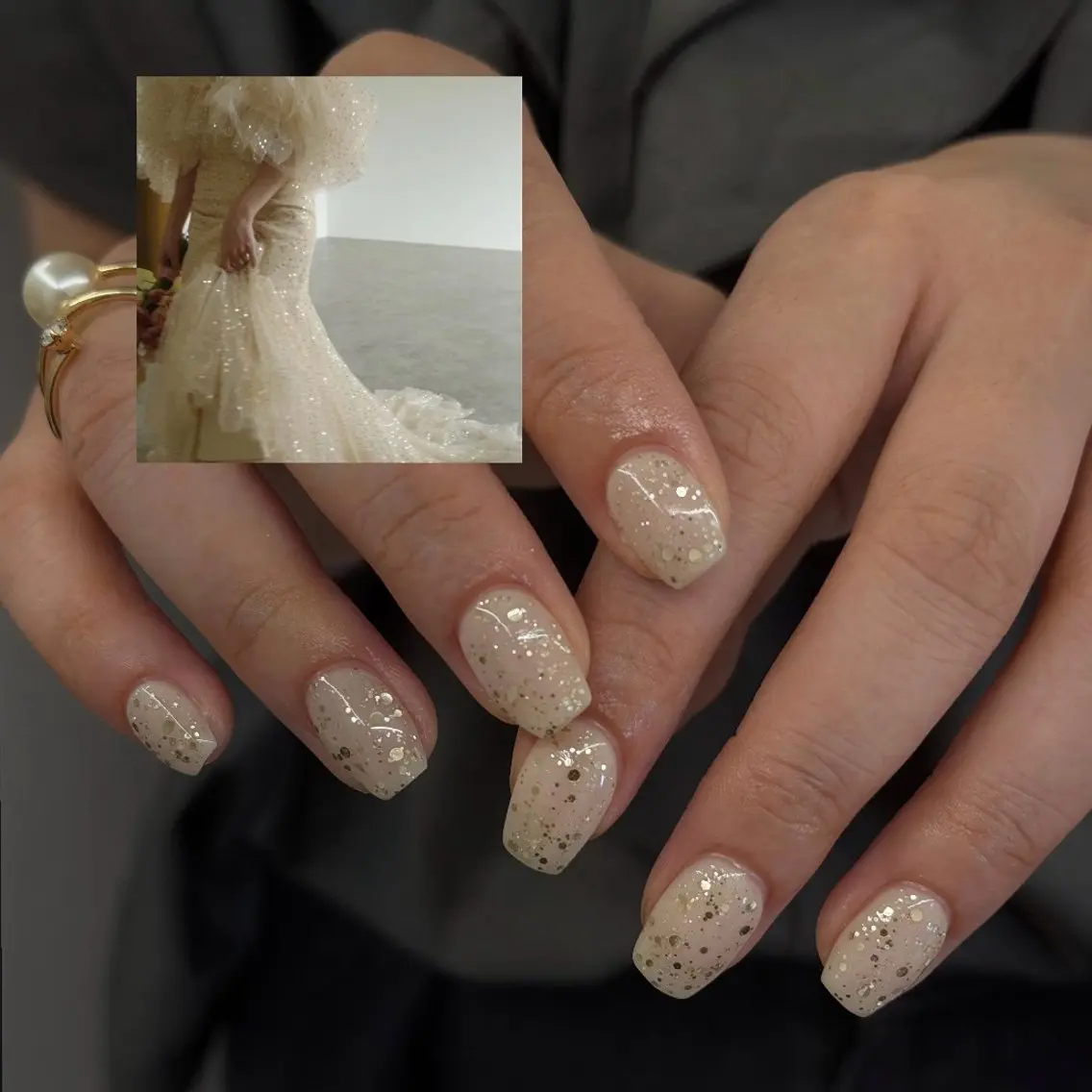 ネイル ジェルネイル ゴールド キラキラネイル ラメ(グリッター) マグネットネイル ハンドネイル ハンドケア Bana_ Nailのネイルデザイン