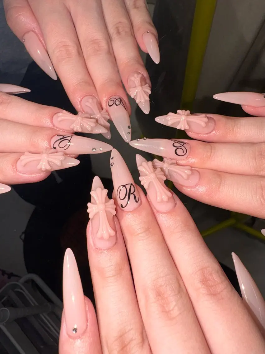 ネイル ロングネイル シンプルネイル ハンドネイル 33nail✴️栄 スミレ❇️Gel-xのネイルデザイン
