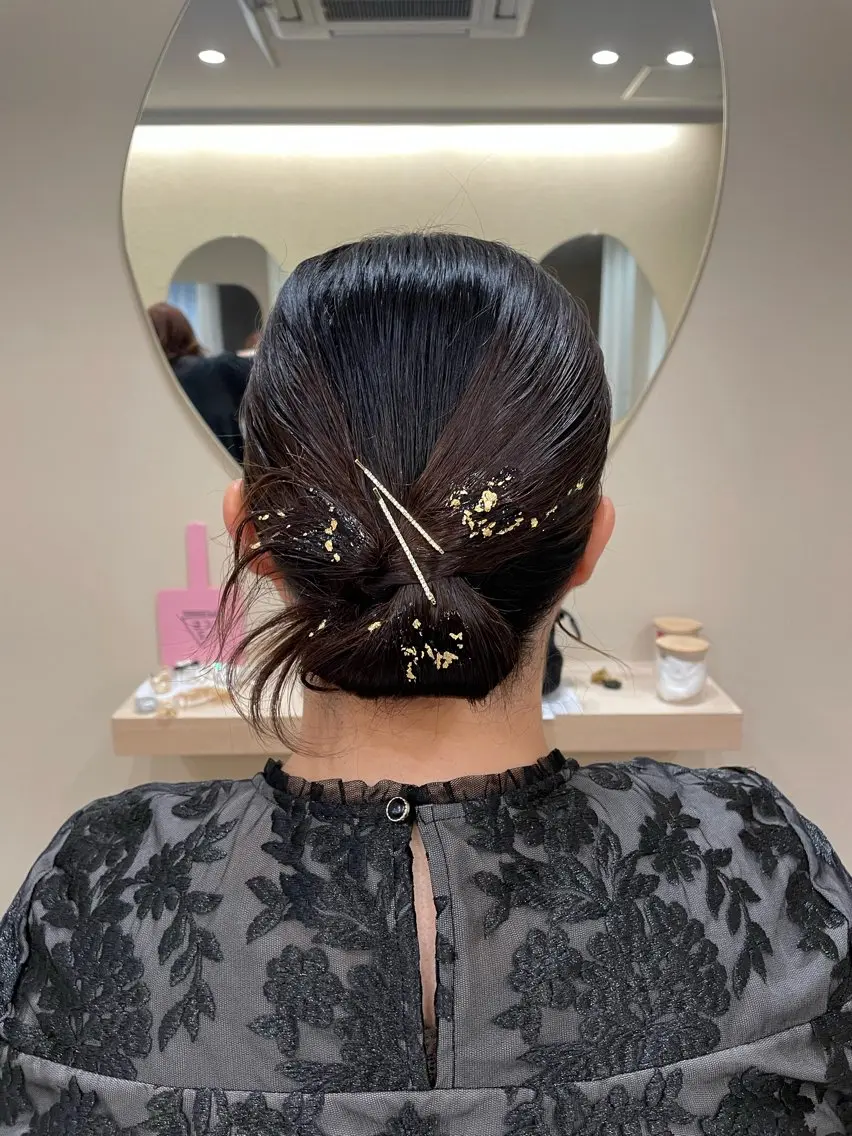 セミロング ヘアアレンジ ヘアセット ユ ミのヘアスタイル