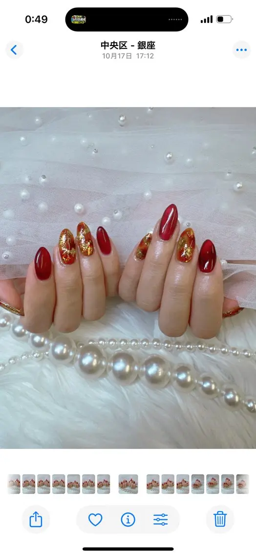 ネイル アートネイル ドット フレンチネイル ガラスフレンチ キラキラネイル ハンドネイル Queeens nailのネイルデザイン