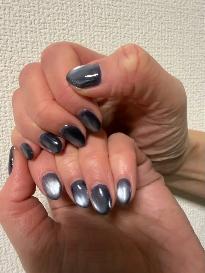 ネイル マグネットネイル ネイビー ハンドネイル ishida miokaのネイルデザイン