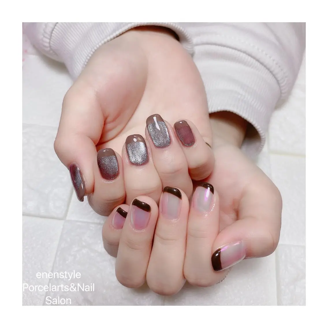 ミディアム ネイル ハンドネイル 🐾enen style 🐾のネイルデザイン