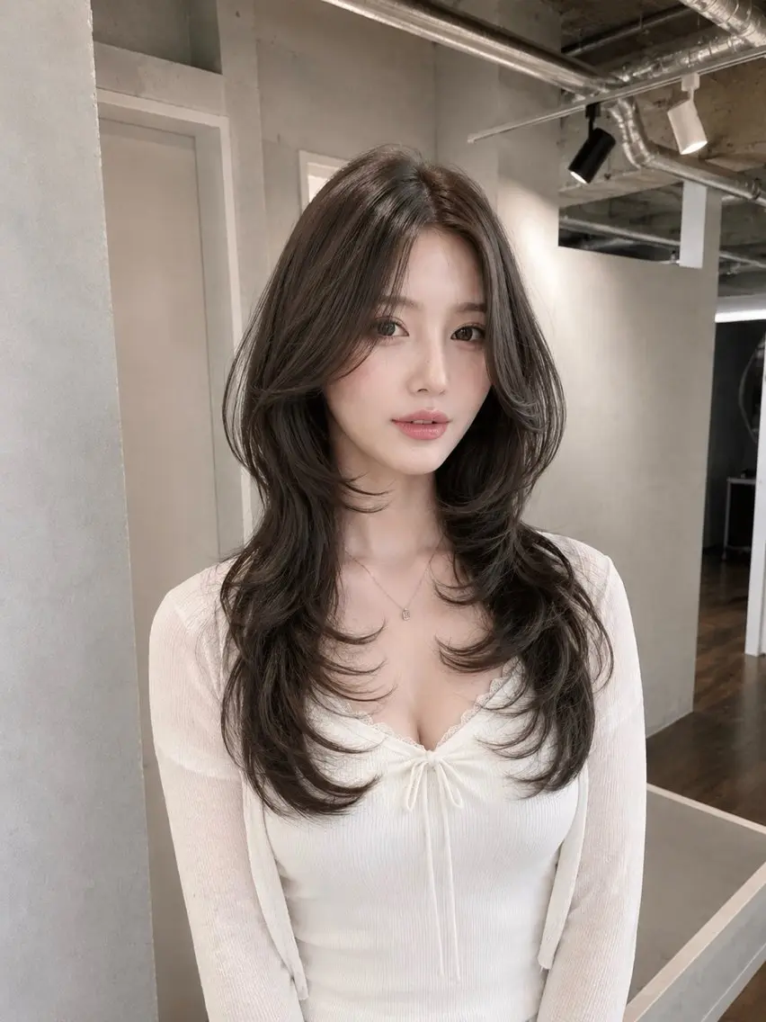 ロング カラー ヘアアレンジ カット ヘアカラー トリートメント ヘッドスパ ヘアセット 韓国レイヤー/ 顔周り💕田中将吾のヘアスタイル