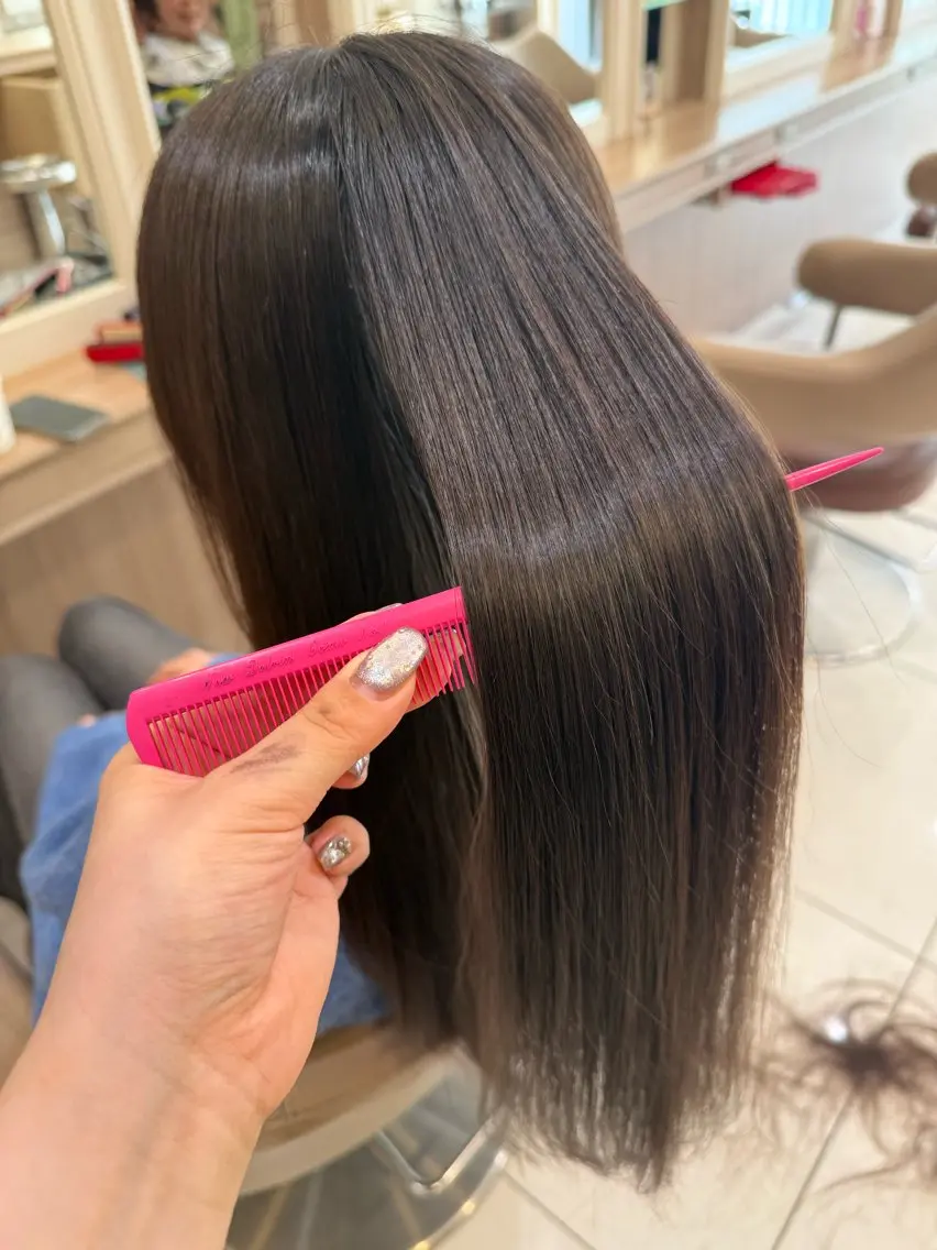 ロング パーマ 縮毛矯正 トリートメント 韓国ヘアメイク🎀/ 縮毛矯正✨山本媛香のヘアスタイル