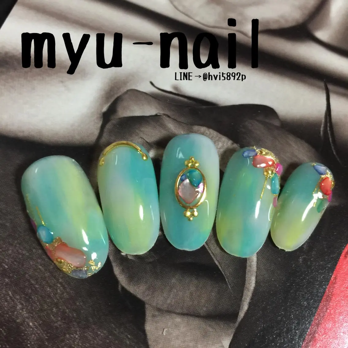 ネイル 大理石ネイル(マーブル) ワンカラーネイル ハンドネイル ホームサロン myu-nailのネイルデザイン