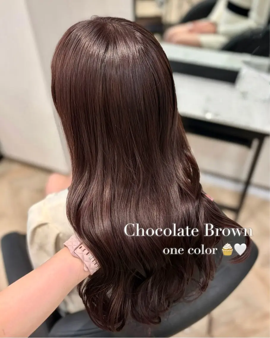 ロング カラー ブリーチ ブラウンカラー チョコレートブラウン ブリーチなしカラー カット ヘアカラー トリートメント 𝒎𝒐𝒆🩰 名駅/ヘアメ/暖色♡のヘアスタイル