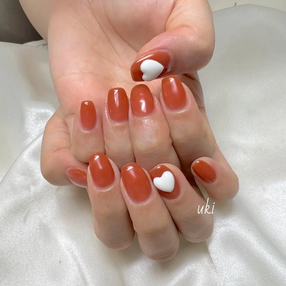 ネイル ハート ぷっくりネイル シンプルネイル ハンドネイル Ameri nail /UKIのネイルデザイン