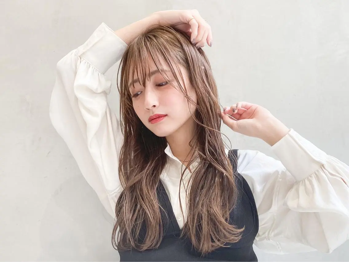 ロング カラー パーマ ヘアアレンジ メンズ キッズ ネイル マツエク・マツパ 透明感カラー ナチュラル ロング ロングネイル 韓国ヘア🫧 KAZUTOのヘアスタイル