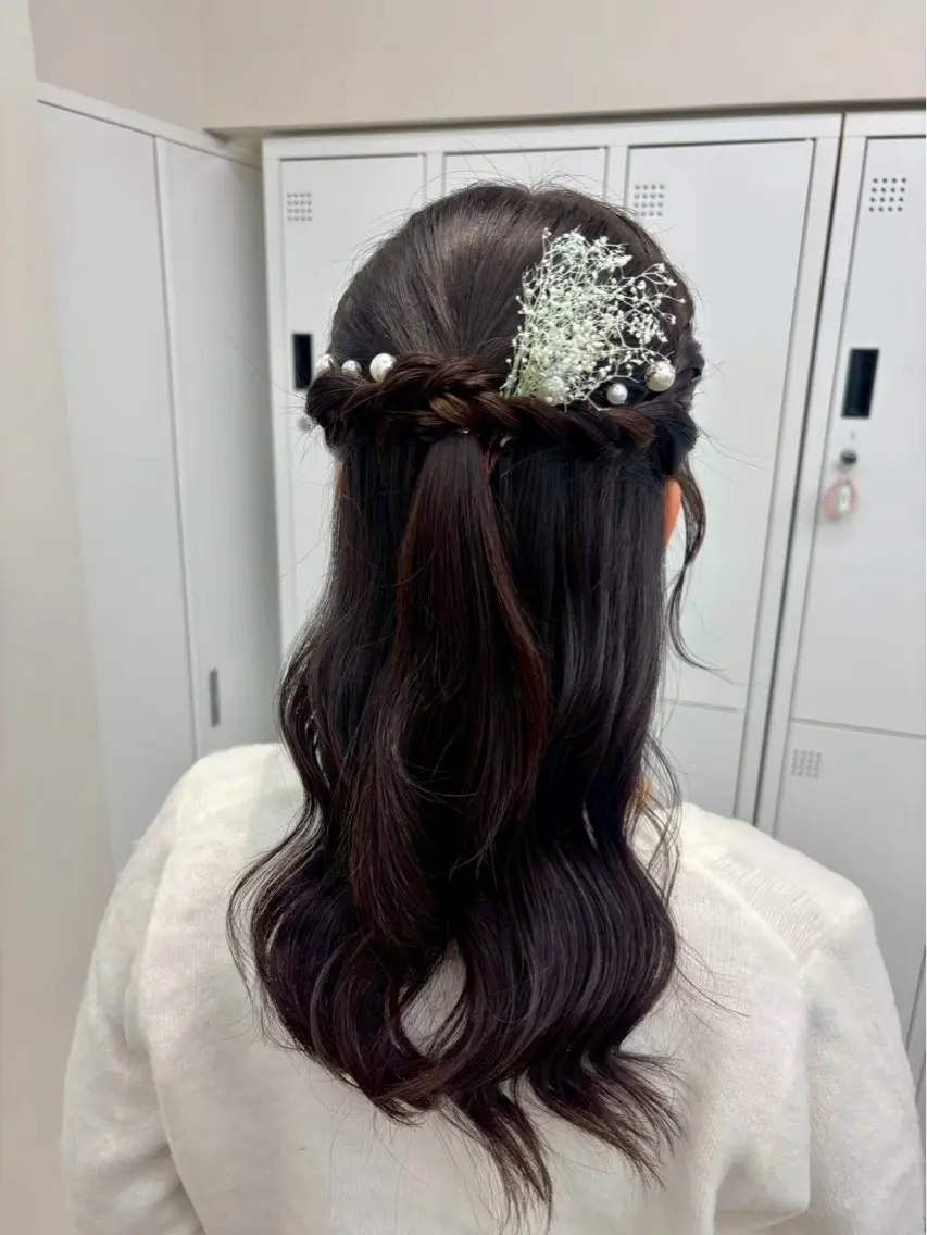 ロング ヘアアレンジ ハーフアップ ヘアセット エクステ🎀/カラー 🌙横浜┊︎もものヘアスタイル