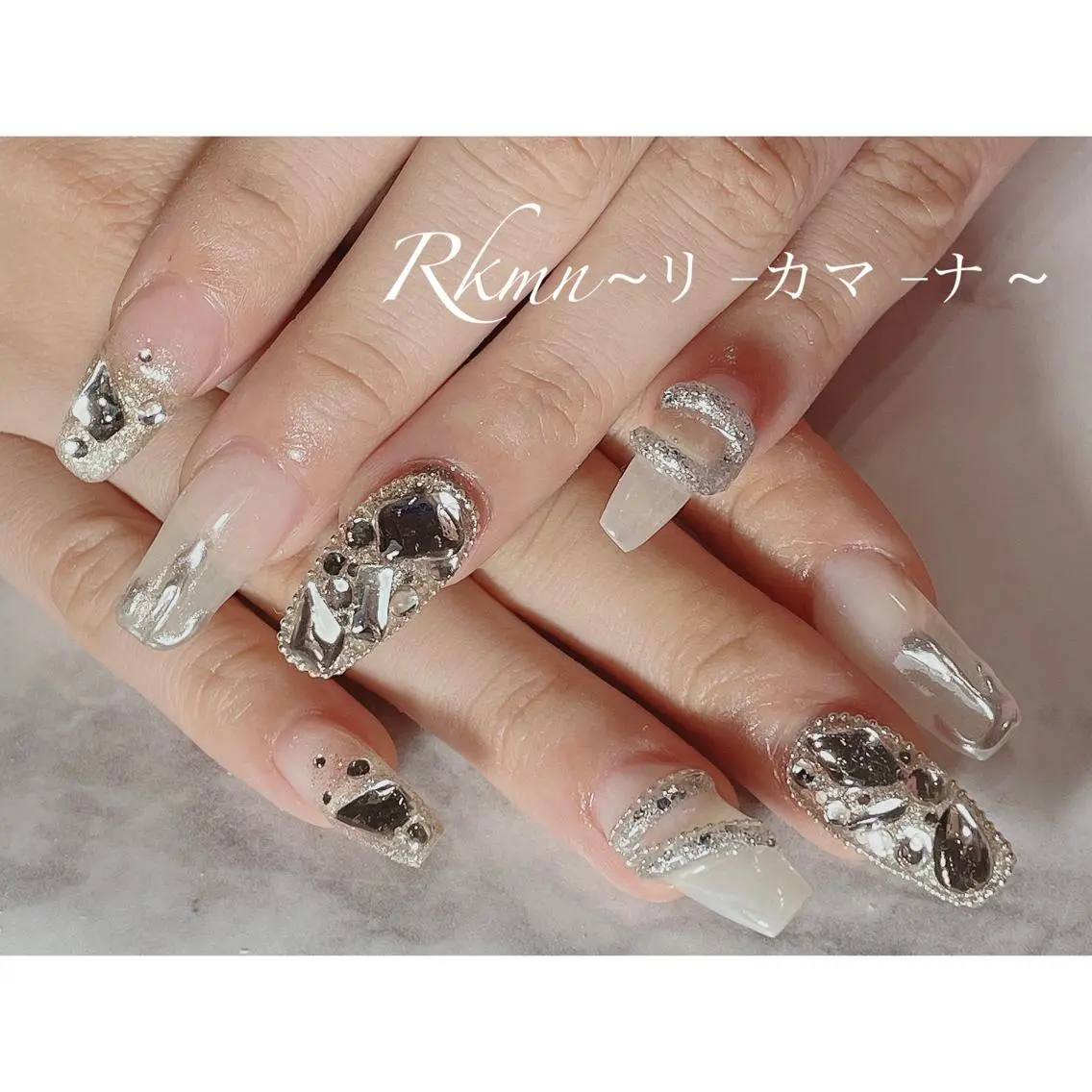 ネイル アートネイル ラメ(グリッター) ミラーネイル 春ネイル ハンドネイル フットネイル ハンドケア Rkmn ~リ-カマ-ナ~のネイルデザイン