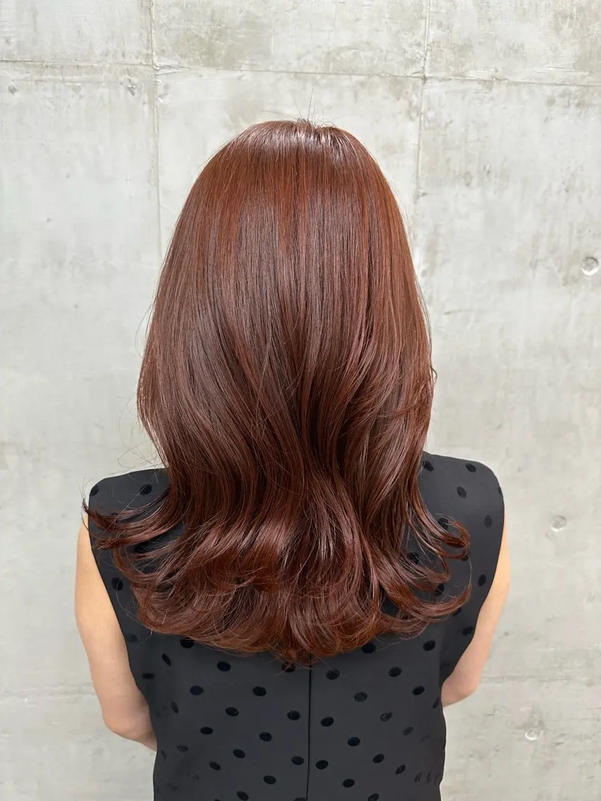 ミディアム カラー ブラウンカラー オレンジ オレンジブラウン カット ヘアカラー トリートメント カットモデル募集中 ／HARUKA🎀のヘアスタイル