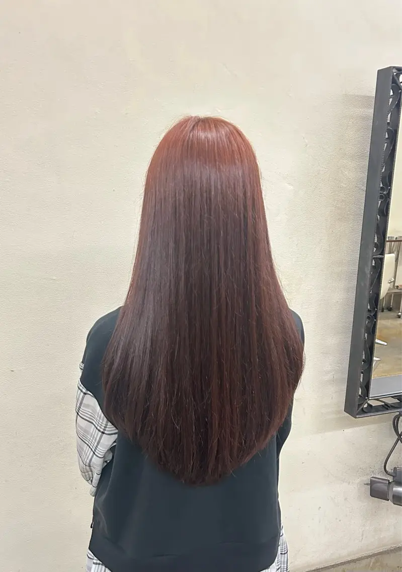 ロング カラー ブラウンカラー ピンクカラー 野上 茅咲のヘアスタイル