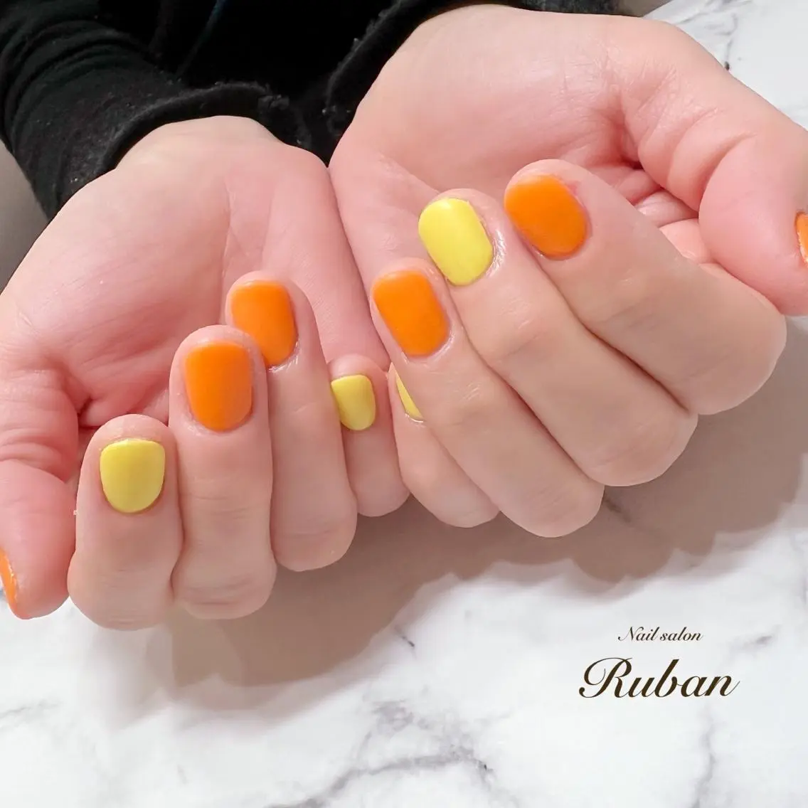 ネイル マットネイル ワンカラーネイル オレンジ Nail salon Rubanのネイルデザイン