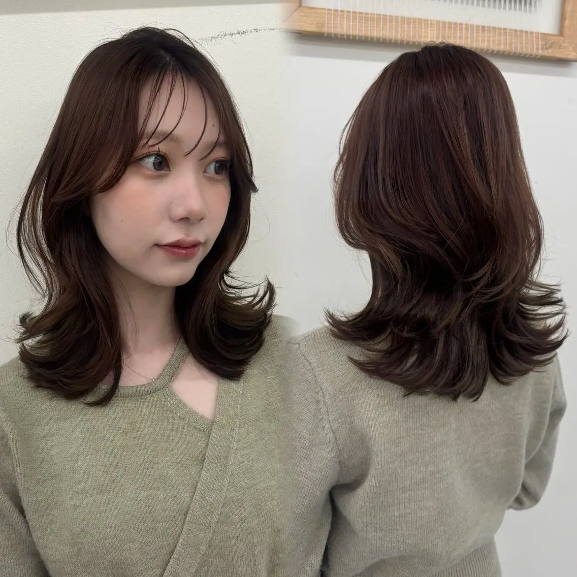ミディアム カット ヘアカラー トリートメント レイヤーカット/髪質 改善/momo🎀のヘアスタイル