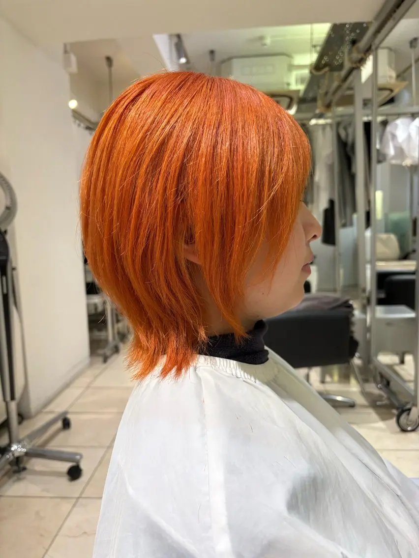 ショート カラー ブリーチ オレンジ ショートヘア ウルフカット ショートカット/ カラーARAI🫧のヘアスタイル
