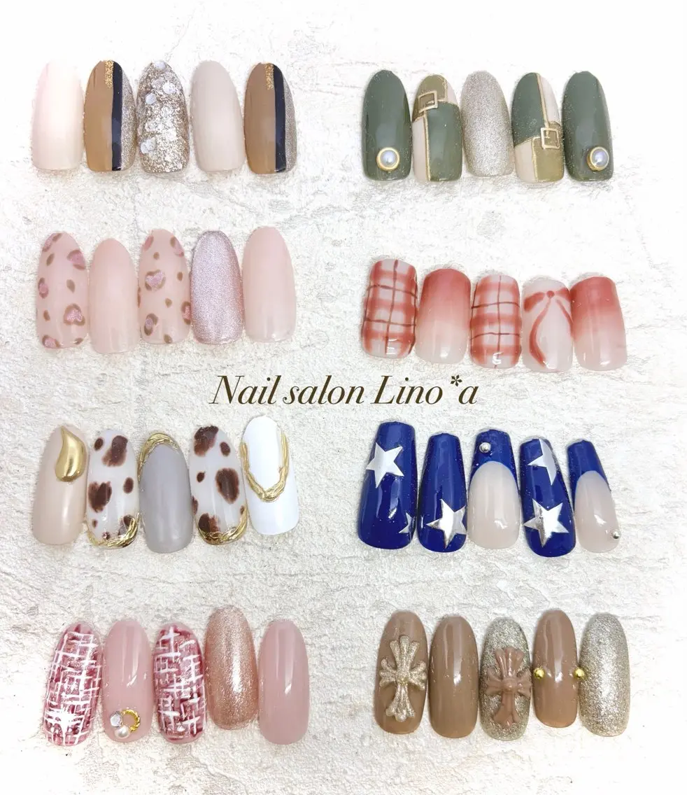 ネイル アニマル柄 ニュアンスネイル オフィスネイル ツイードネイル ハンドネイル Nail salon Lino*aのネイルデザイン