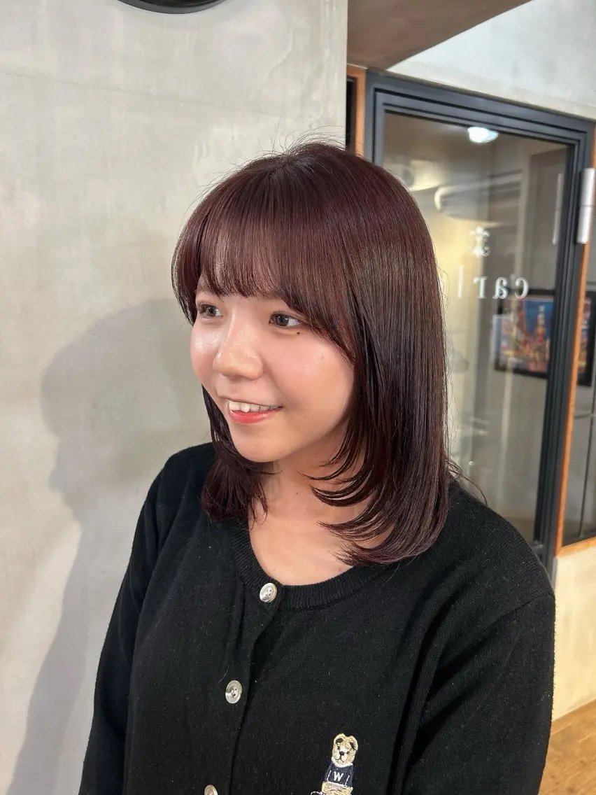 セミロング カラー ブラウンカラー ピンクカラー ピンクブラウン きよまつ みさきのヘアスタイル