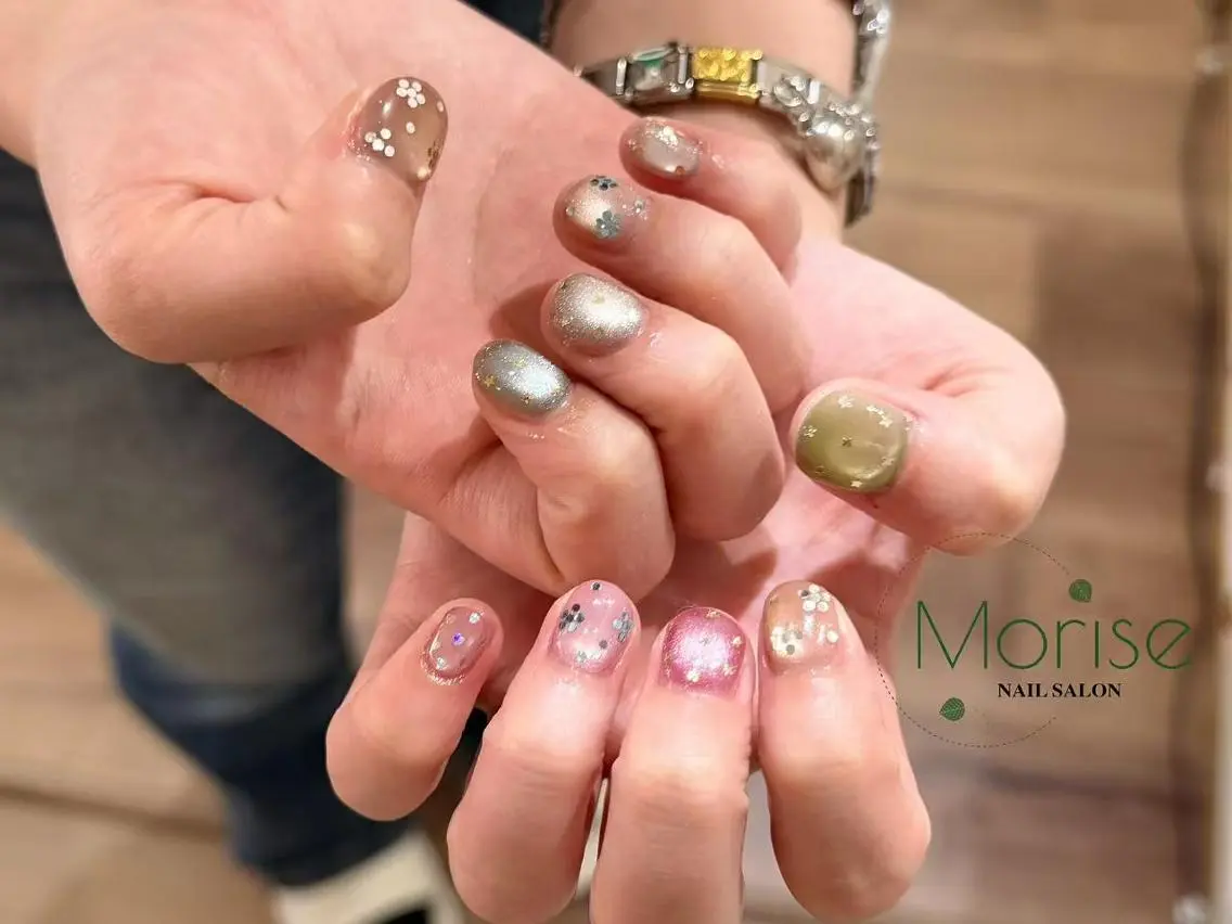 ネイル 持ち込み ハンドネイル ハンドケア MoriseNail Jr研修💜イシダのネイルデザイン