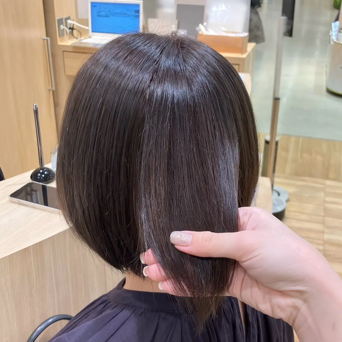ショート カラー ヘアアレンジ 切りっぱなしボブ ショートボブ 丸みショート ボブ くびれヘア 小顔似合わせカット/ レイヤー/maiのヘアスタイル