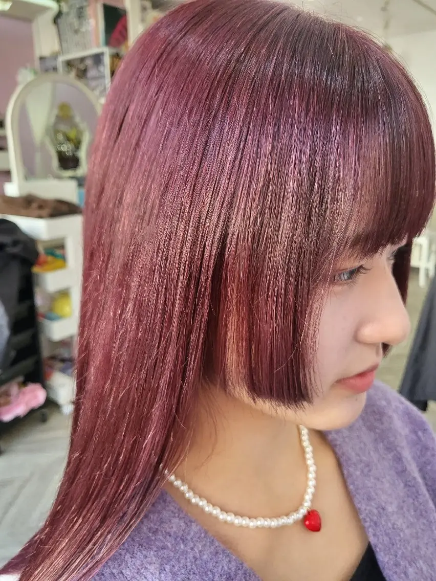 ロング カラー ヘアアレンジ ピンクカラー ローズカラー 姫カット ナカシマ  アユミのヘアスタイル