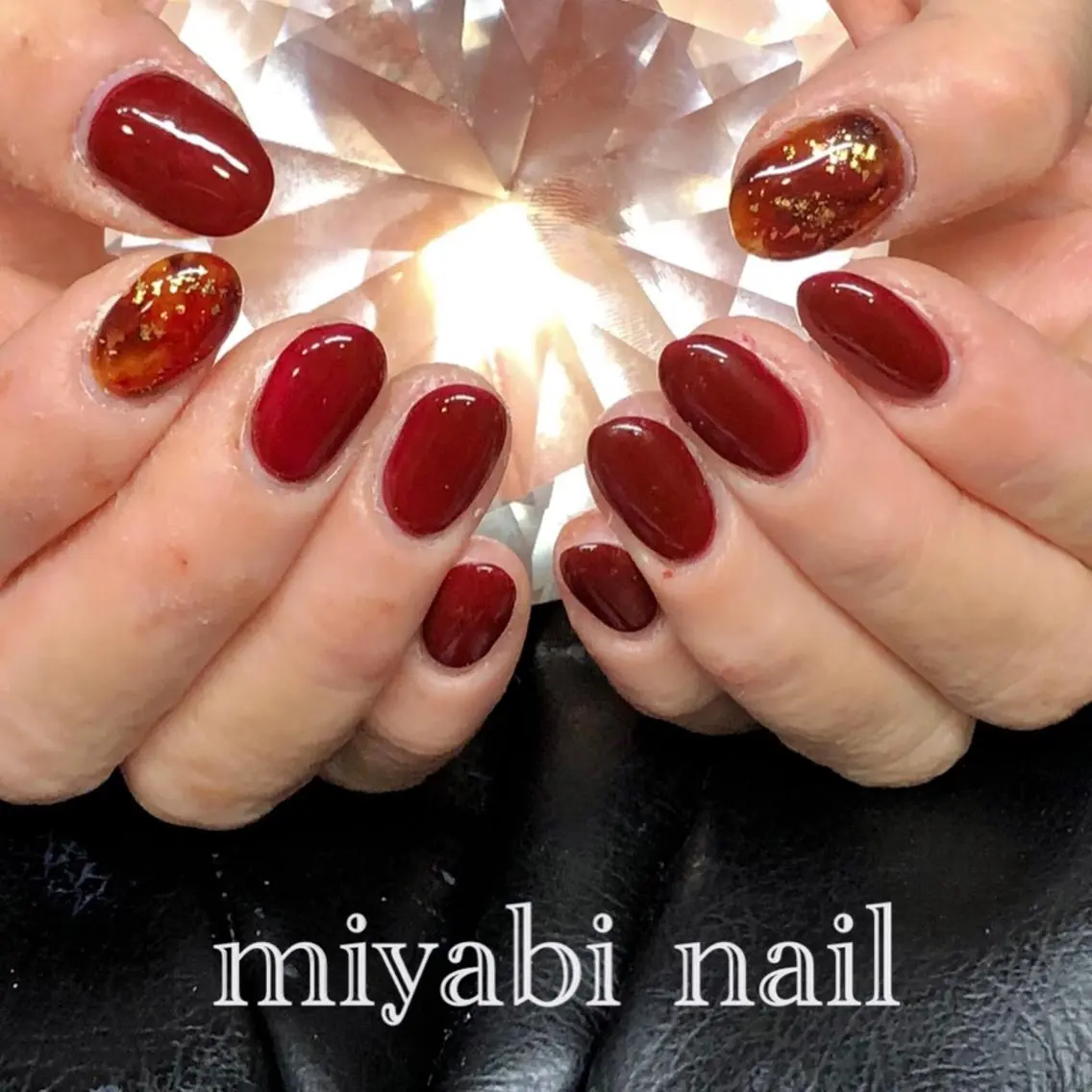 ネイル ボルドー 持ち込み ハンドネイル miyabi nail 桂川駅近くのネイルデザイン