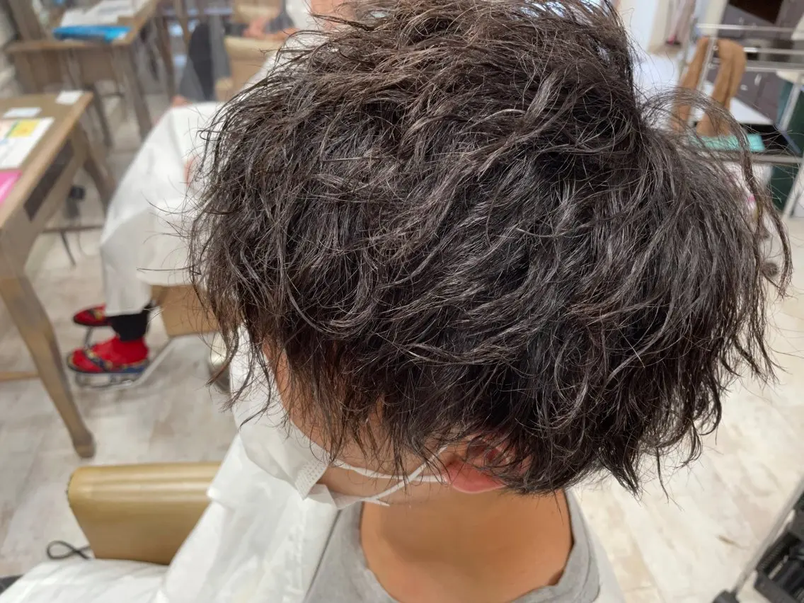 ミディアム パーマ メンズ ミディアムパーマ メンズパーマ ツイストスパイラルパーマ スパイラルパーマ カット パーマ 山下 亮介のヘアスタイル