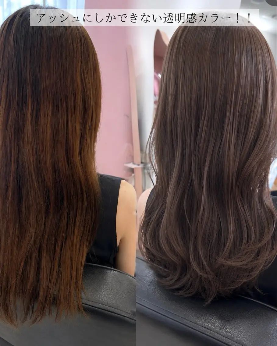 ロング カラー アッシュ アッシュブラウン ブラウンカラー 透明感カラー ヘアカラー トリートメント 梅田/茶屋町/ 髪質改善/🎀こゆずのヘアスタイル