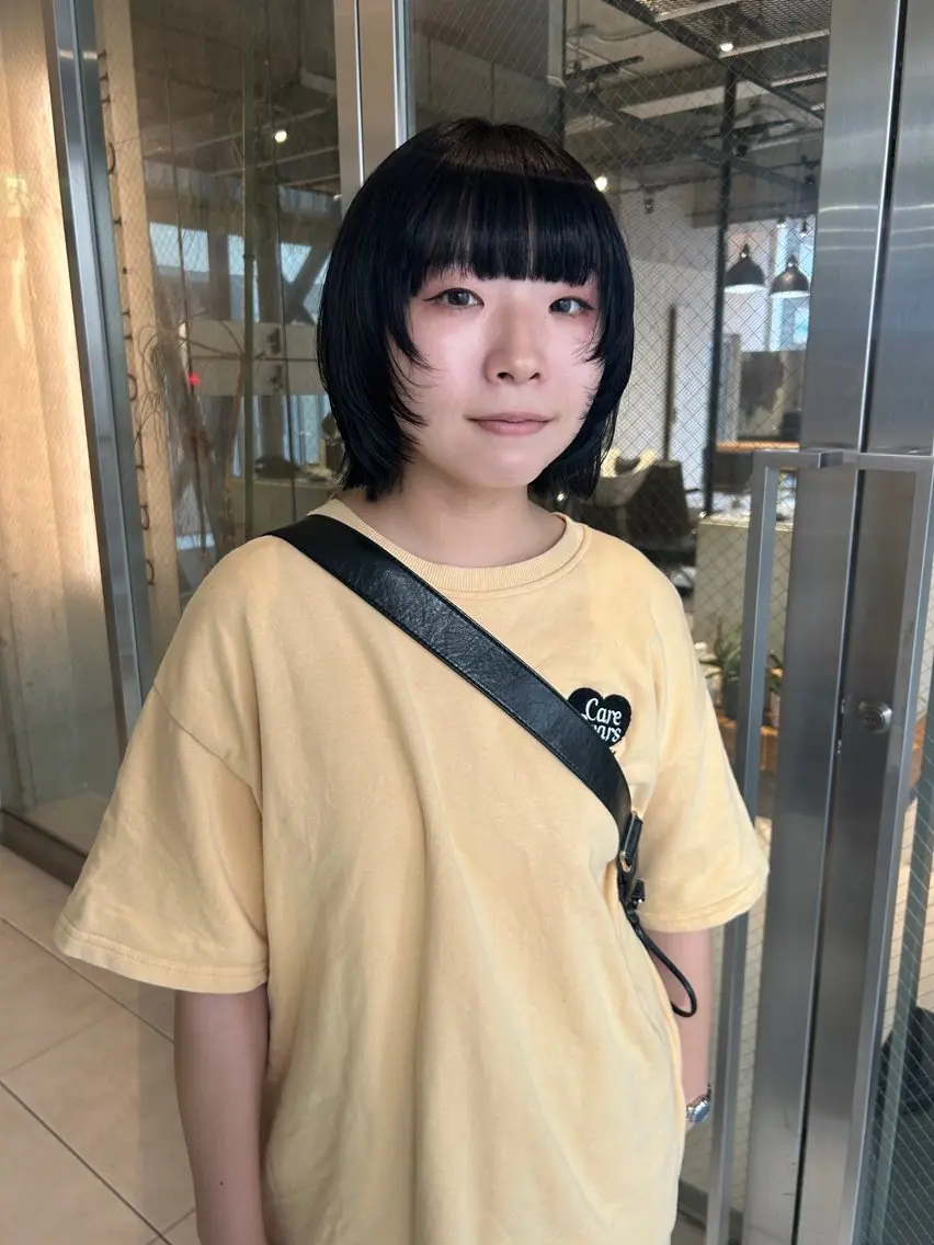 ショート カラー 黒髪 顔まわりレイヤー レイヤーカット baLon.fem/ 澤田 奈々子のヘアスタイル