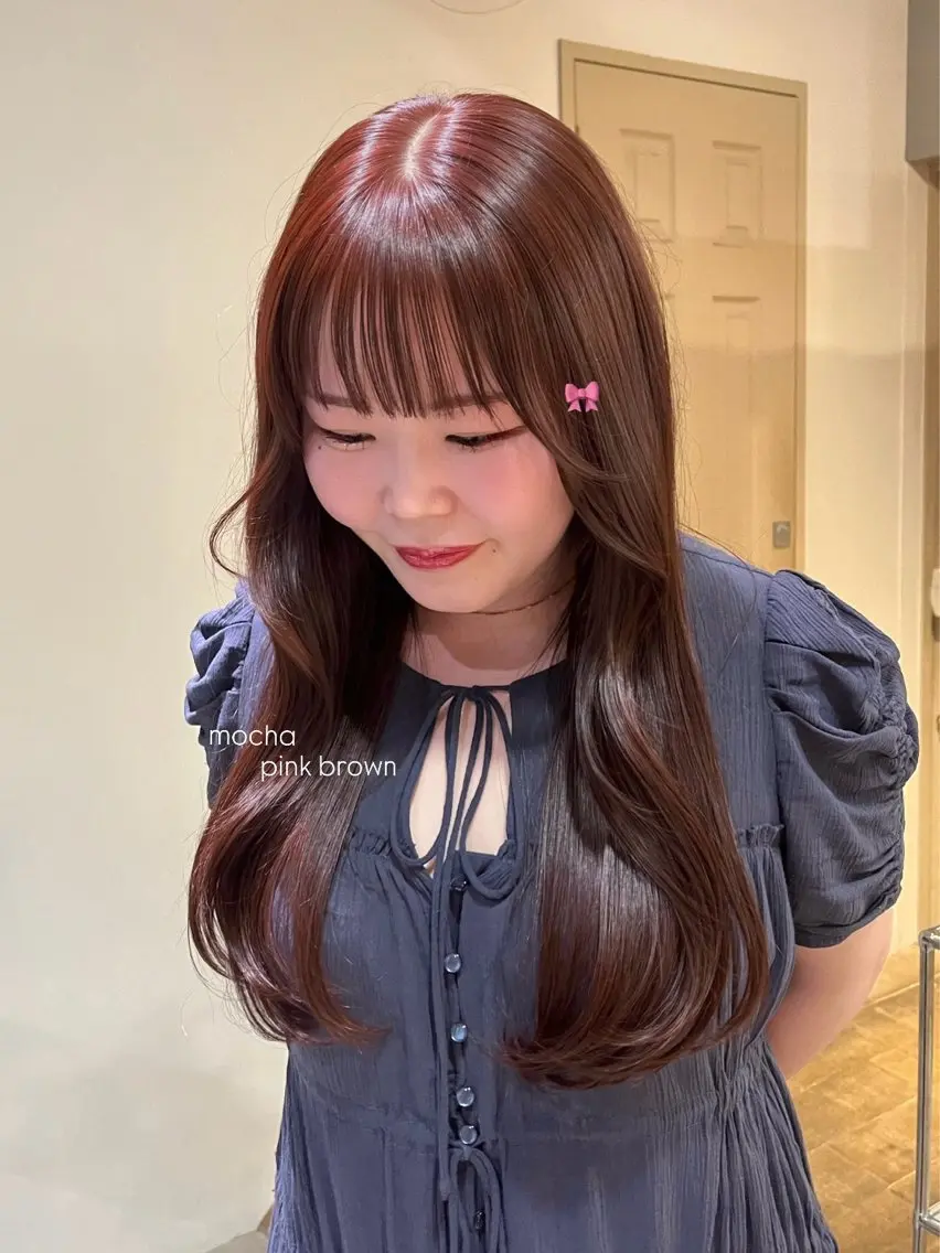 セミロング ピンクブラウン ヘアカラー ai🎀中目黒美容室 /暖色×ガーリーのヘアスタイル