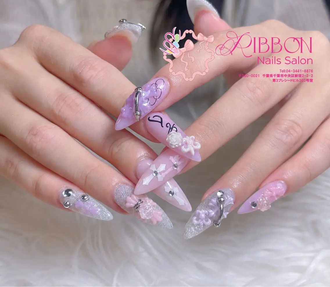ネイル フットネイル フレンチネイル ジェルネイル マグネットネイル 持ち込み ハンドネイル Ribbonnail salonのネイルデザイン
