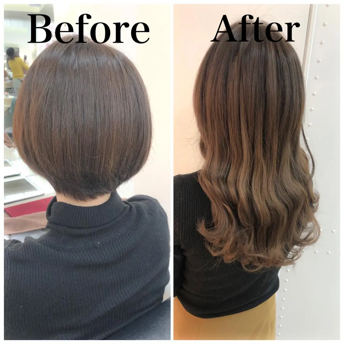 ロング シールエクステ エクステ コテ巻き風パーマ💛 池袋のヘアスタイル