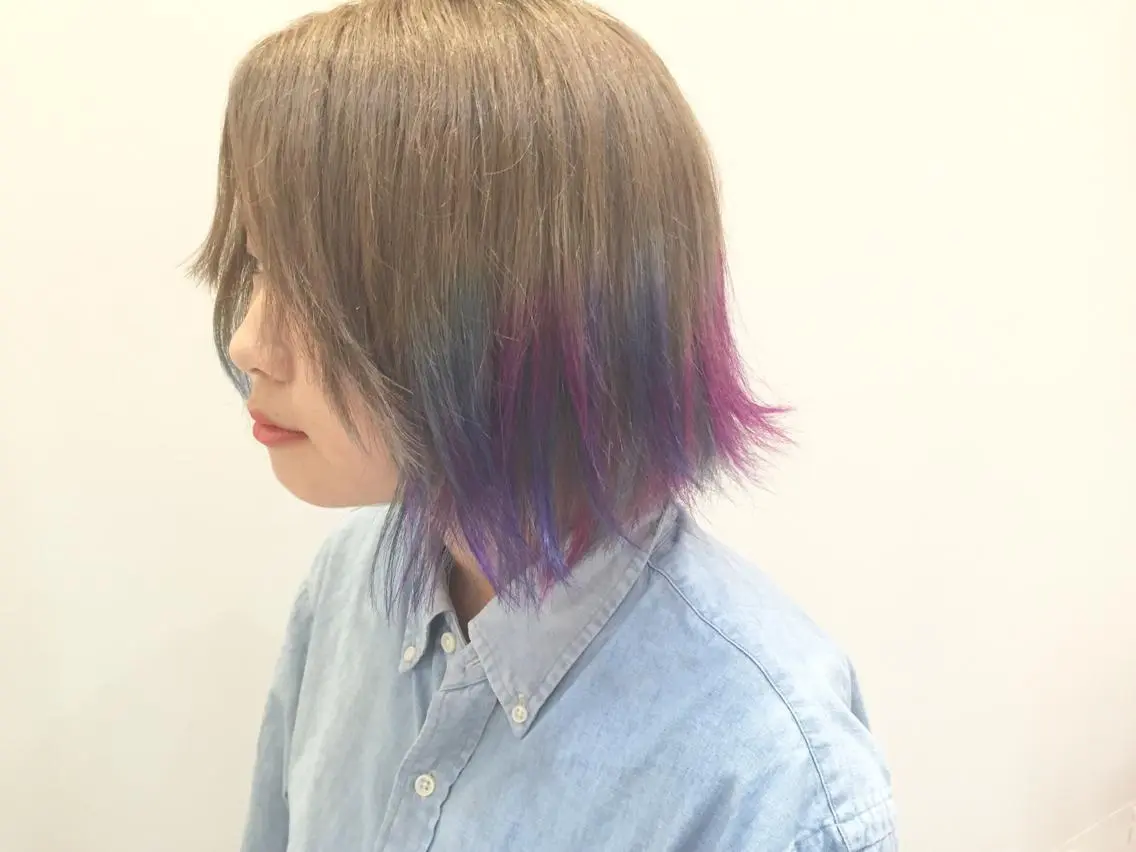 ショート カラー ユニコーンカラー ハイトーン×髪質改善 KENTAのヘアスタイル