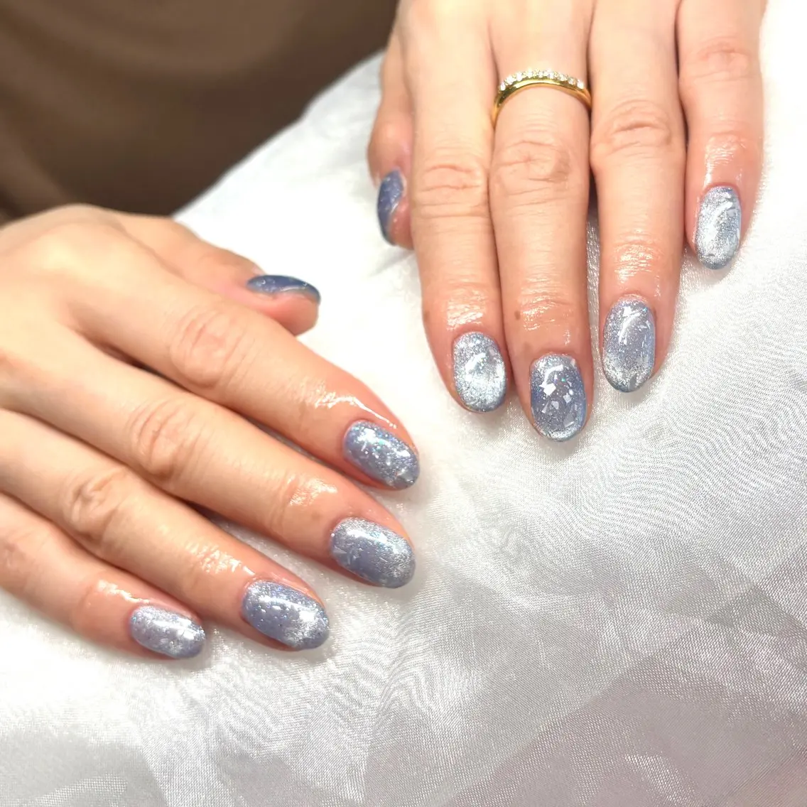 ネイル ブルー キラキラネイル ラメ(グリッター) マグネットネイル ハンドネイル XIINH NAIL SALONのネイルデザイン