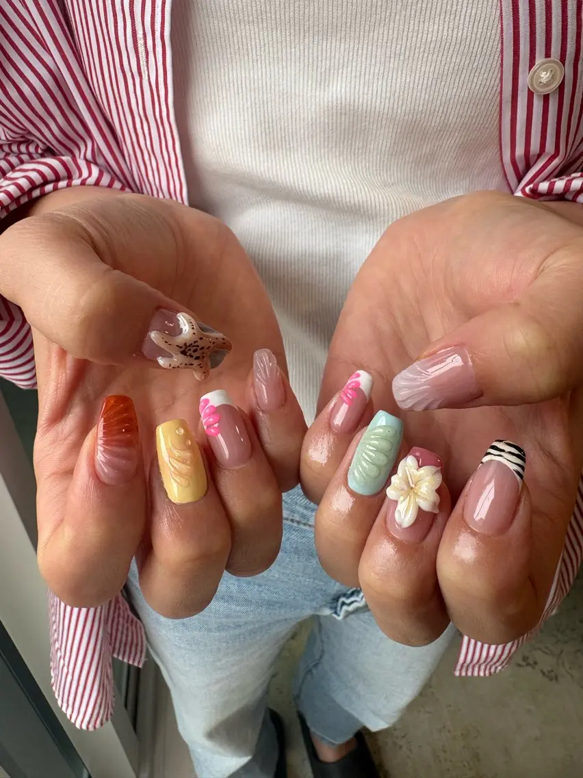 ネイル ハンドネイル 手描き🌸ニュアンス monny nailのネイルデザイン
