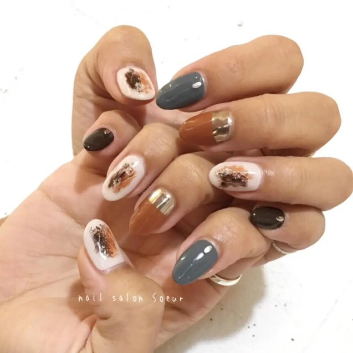 ネイル アートネイル 長さ出し ジェルネイル マットネイル ミラーネイル ハンドネイル nail salon Soeurのネイルデザイン