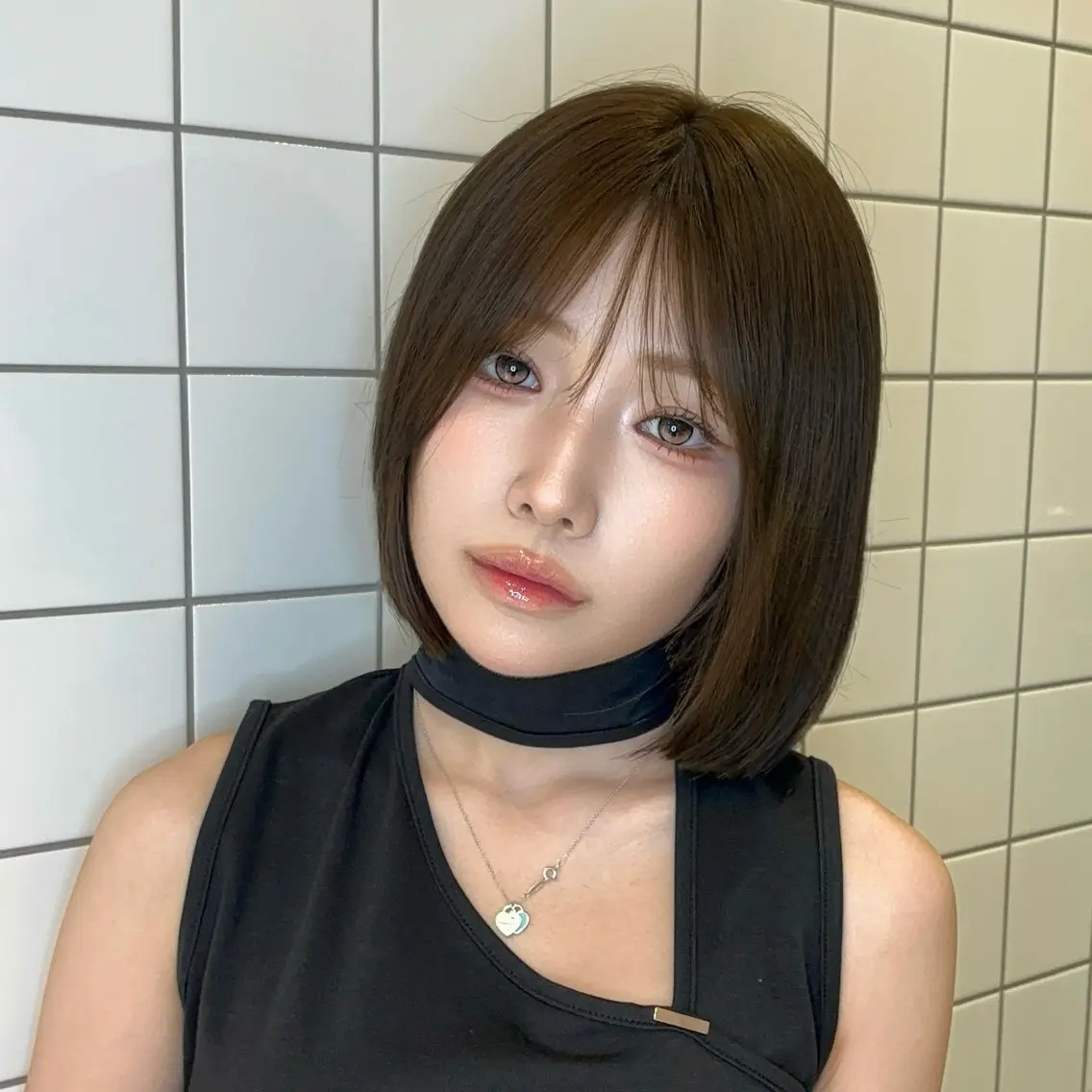 ミディアム カラー ヘアアレンジ ベージュカラー 透明感カラー ボブ 韓国風ヘア ワンホンヘア 韓国ヘア/ レイヤー/Rumiのヘアスタイル