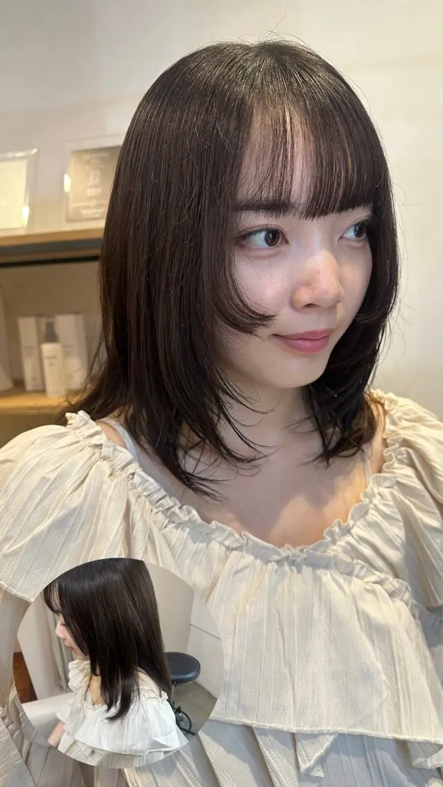 ミディアム 姫カット レイヤーカット momo 札幌美容師のヘアスタイル