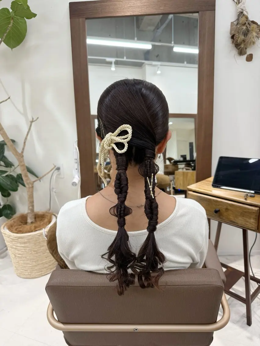 ロング ヘアアレンジ 暖色カラー /ヘアアレンジ/花鈴のヘアスタイル
