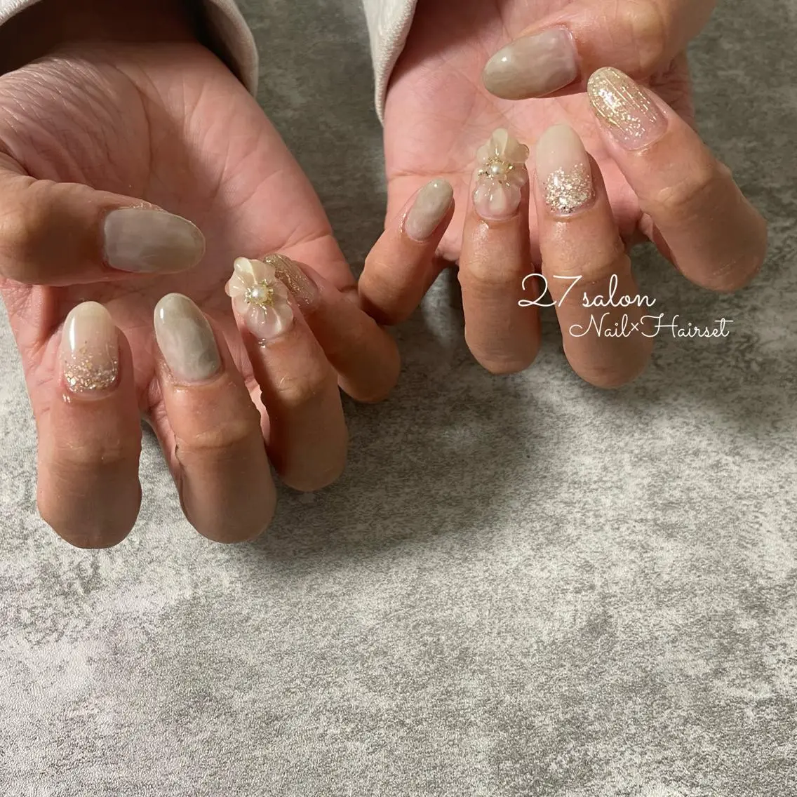 ネイル フラワーネイル ぷっくりネイル 27salon yuinaのネイルデザイン