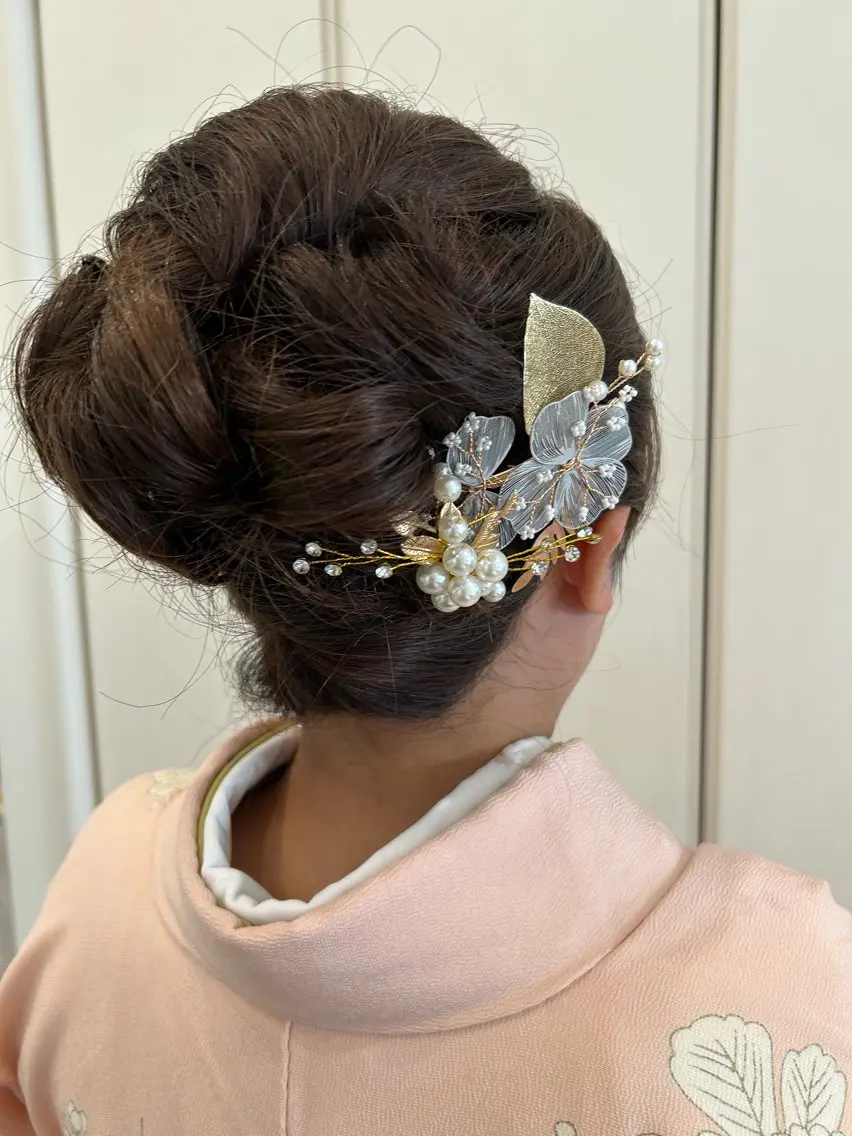 ミディアム ヘアアレンジ 着付け アミオーガニック カラーのヘアスタイル