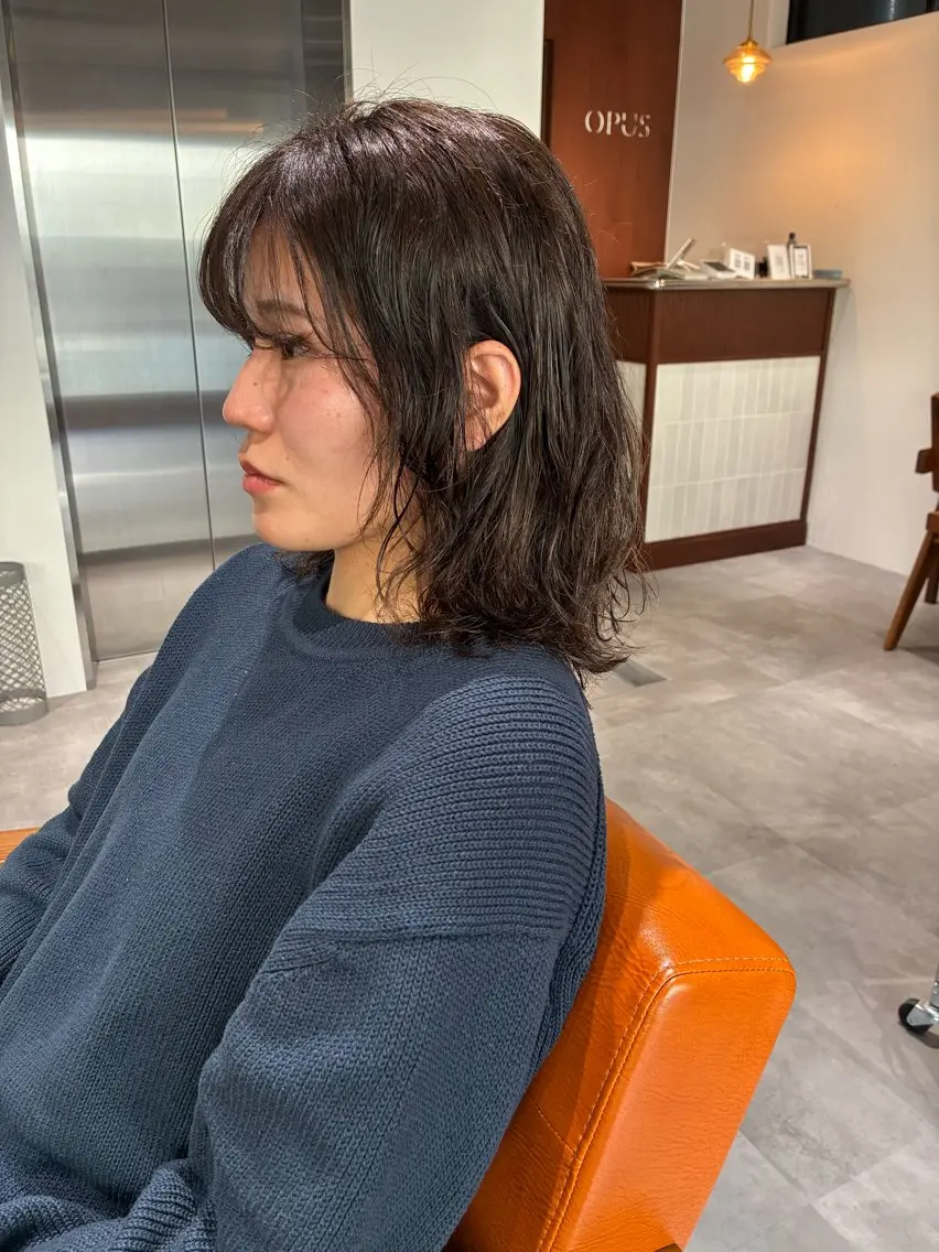 ミディアム パーマ ヘアアレンジ カット パーマ 💟似合わせカットカ ラーMizuki🐕のヘアスタイル