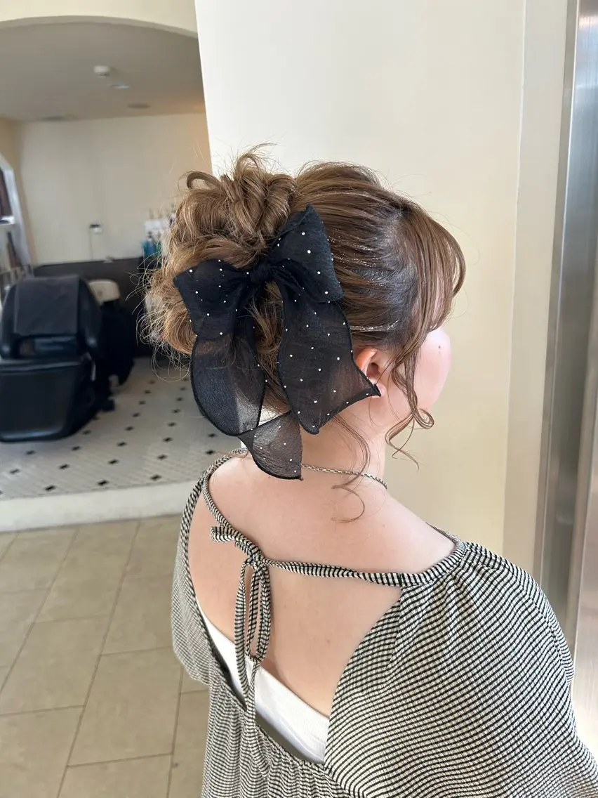 セミロング ヘアアレンジ 着物ヘア お団子ヘア 浴衣 ヘアセット 透明感カラー🤍 韓国ヘア.nanoのヘアスタイル